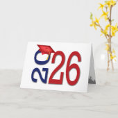 2026 Graduation Red and Blue School Colors カード (黄色い花)