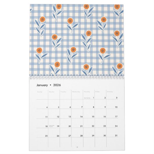 2026 Grandmillenial Pastel Floral Art Calendar カレンダー (1月 2026)