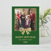 2026 Green & Gold Bow Family New Year Photo シーズンカード (スタンド正面)