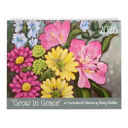 2026 Grow in Grace Inspirational Floral Calendar カレンダー
