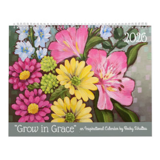 2026 Grow in Grace Inspirational Floral Calendar カレンダー