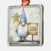 2026, Happy New Year メタルオーナメント (左)