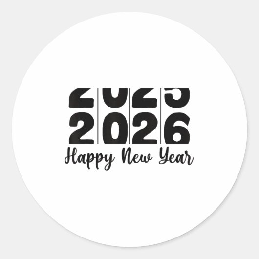 2026 Happy New Year Bold Numbers Celebration Party ラウンドシール (正面)
