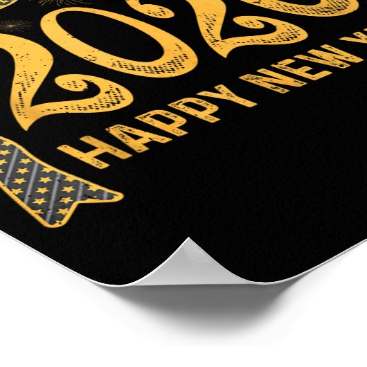 2026 Happy New Year Bow Fireworks Celebration Desi ポスター (角)