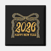 2026 Happy New Year Bow Fireworks Celebration Desi マグネット (正面)