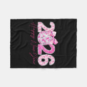 2026 Happy New Year Bow Patch Disco Ball  フリースブランケット (正面(横))
