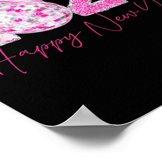 2026 Happy New Year Bow Patch Disco Ball  ポスター (角)