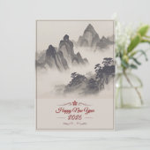 2026 Happy New Year Chinese Ink Mountain シーズンカード (スタンド正面)