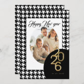 2026 Happy New Year Classic Houndstooth One Photo シーズンカード (正面/裏面)