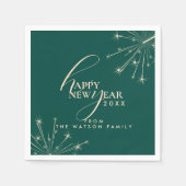 2026 Happy New Year Classy Modern Typography Teal スタンダードカクテルナプキン (正面)