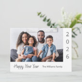 2026 Happy New Year Family Photo Modern シーズンカード (スタンド正面)