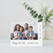 2026 Happy New Year Family Photo Modern シーズンポストカード (スタンド正面)