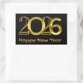 2026 Happy New Year Faux Gold Typography 長方形シール (バッグ)