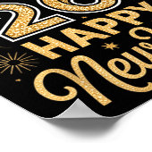 2026 Happy New Year Festive Top Hat Balloon Firewo ポスター (角)