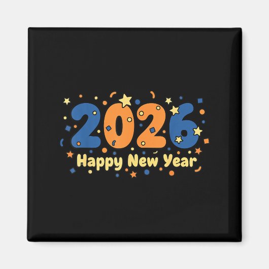 2026 Happy New Year Fireworks Celebration  マグネット (正面)