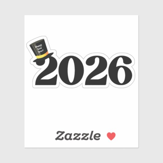 2026 happy new year, funny cute hat stylish シール (シート)