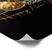 2026 Happy New Year Gold Disco Leopard Bow Coquett ポスター (角)