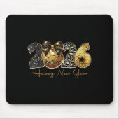 2026 Happy New Year Gold Disco Leopard Bow Coquett マウスパッド (正面)