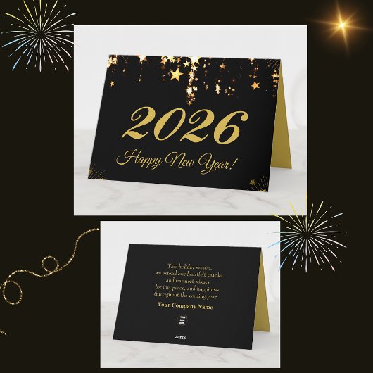 2026,Happy new year!gold stars Holiday Greetings カード