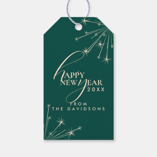 2026 Happy New Year Modern Festive Typography ギフトタグ (正面)