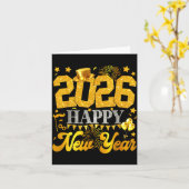 2026 Happy New Year Party Fireworks New Years Eve  カード (黄色い花)