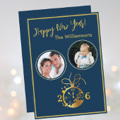 2026 Happy New Year's 2 Photo Clock Card 招待状
