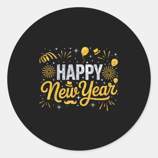 2026 Happy New Year's Eve Party Crew Squad Family ラウンドシール (正面)