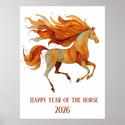 2026 Happy Year of the Horse Design ポスター (正面)