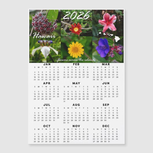 2026 Hawaiian Flower Calendar (Magnetic) (正面)