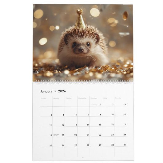 2026 Hedgehog Wall Calendar | 12 Month カレンダー (1月 2026)