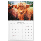 2026 Highland Cow Cattle Cute Watercolor Paintings カレンダー (1月 2027)