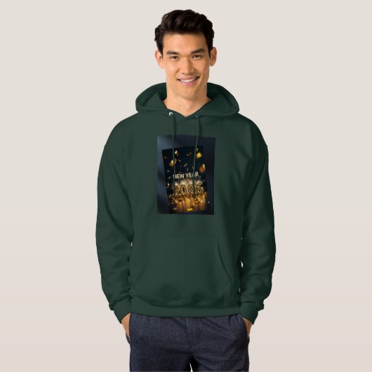 2026 Hoodie - Festive Deep Forest Green Pullover パーカ (正面フル)