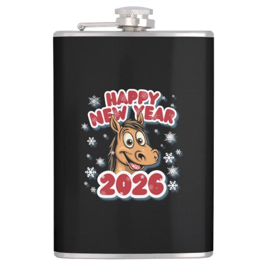 2026 Horse Zodiac Sign New Year Celebration. フラスク (正面)