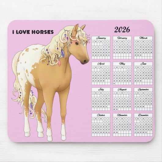 2026 I Love Horses Calendar マウスパッド (正面)