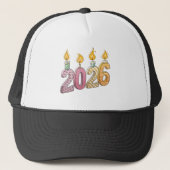 2026 Image Printed above Glowing Candle Flames-Cap キャップ (正面)
