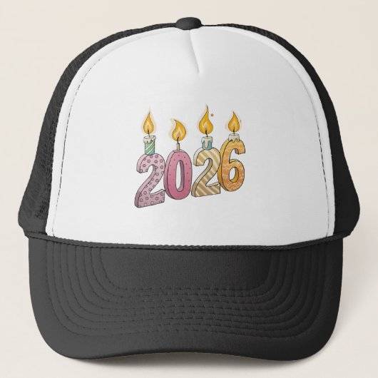 2026 Image Printed above Glowing Candle Flames-Cap キャップ (正面)