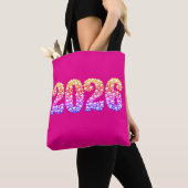 2026 In Colorful Skulls Pink トートバッグ (クローズアップ)