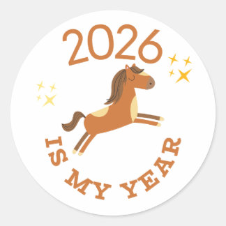 2026 Is My Year Cute Year of the Horse ラウンドシール