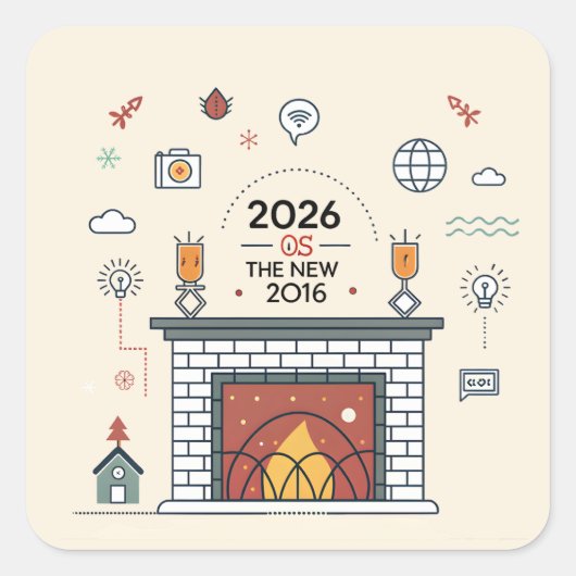 2026 Is The New 2016 デジタルカルチャーベクター スクエアシール (正面)