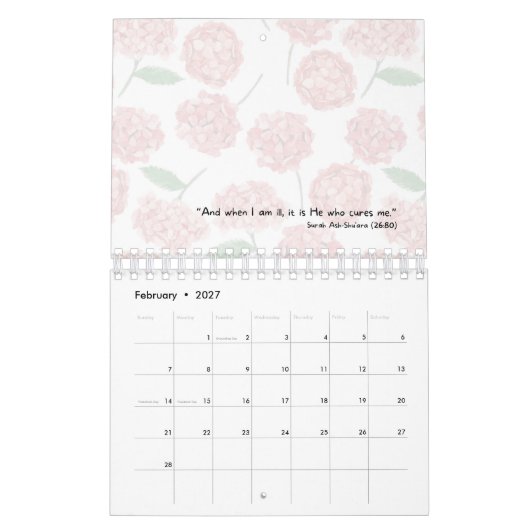 2026 Islamic Calendar with Quran Quotes (small) カレンダー (2月 2027)