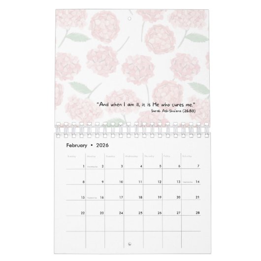 2026 Islamic Calendar with Quran Quotes (small) カレンダー (2月 2026)