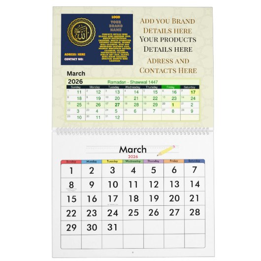 2026 Islamic Hijri Calendar | Gregorian + Hijri カレンダー (3月 2026)