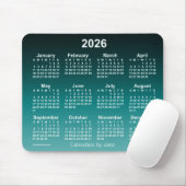 2026 Janz Mouse padによる2026色あせたシアンネオンカレンダー マウスパッド (マウス)