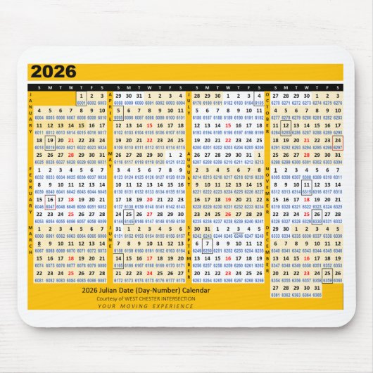 2026 Julián Date (Day-Number) Calendar Mousepad マウスパッド (正面)