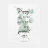 2026 JW Year Text Matthew 5:3 with Eucalyptus フリースブランケット (正面)