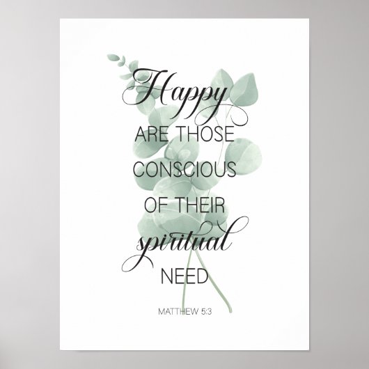 2026 JW Year Text Matthew 5:3 with Eucalyptus ポスター (正面)