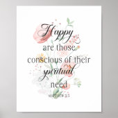 2026 JW Year Text Matthew 5:3 with Spring Flowers ポスター (正面)