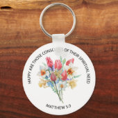 2026 JW Year Text Matthew 5v3 Spring Flowers キーホルダー (裏面)