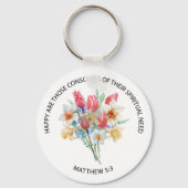 2026 JW Year Text Matthew 5v3 Spring Flowers キーホルダー (裏面)