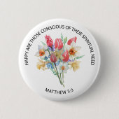 2026 JW Year Text Matthew 5v3 Spring Flowers 缶バッジ (正面)